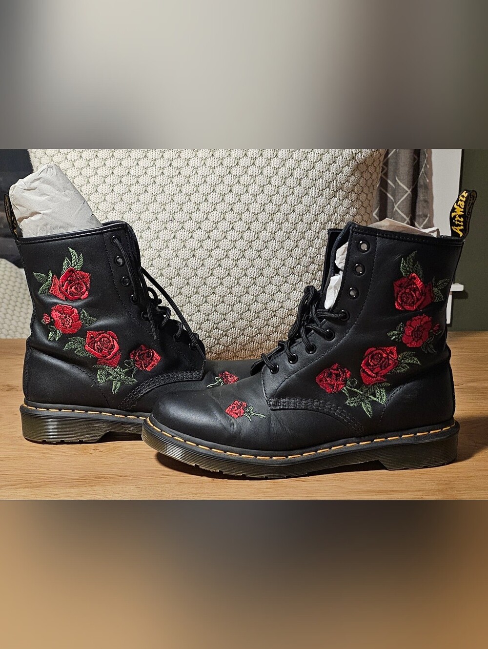 Dr. Martens 1460 Vonda Rose Embroidered Leather Combat Boots - Women's 11 / UK 9